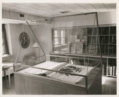 The first public case for //Birds of America,// ca. 1958. The first public case for //Birds of America,// ca. 1958.