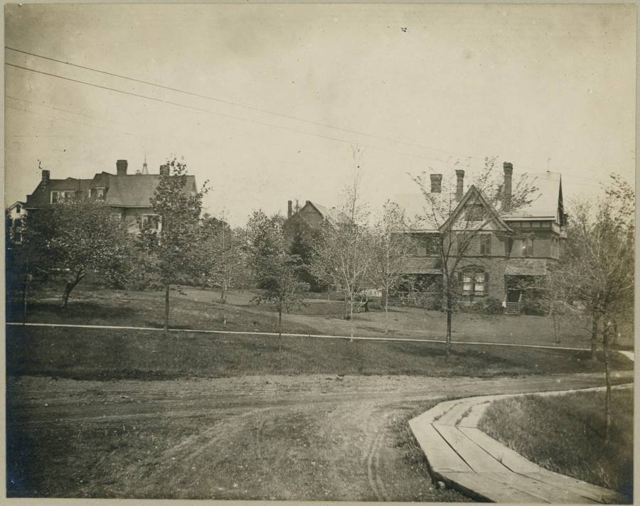 Title: Smith House (Left) and President's House (right) from South (Trinity...