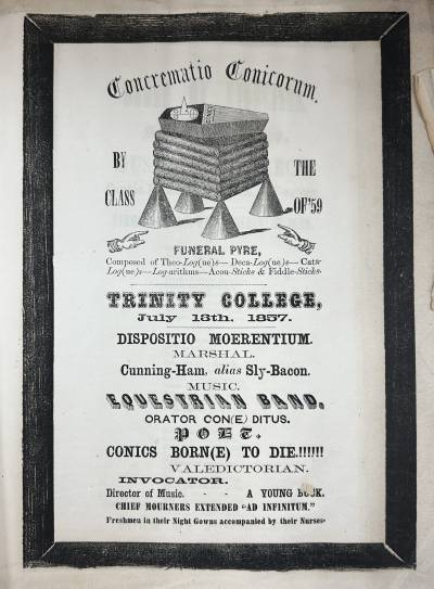 A broadside advertising the "Concrematio Conicorum," June 15, 1857. A broadside advertising the "Concrematio Conicorum," June 15, 1857.