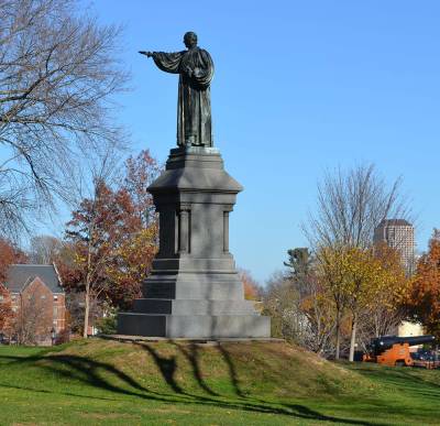 Side view of Brownell Statue.