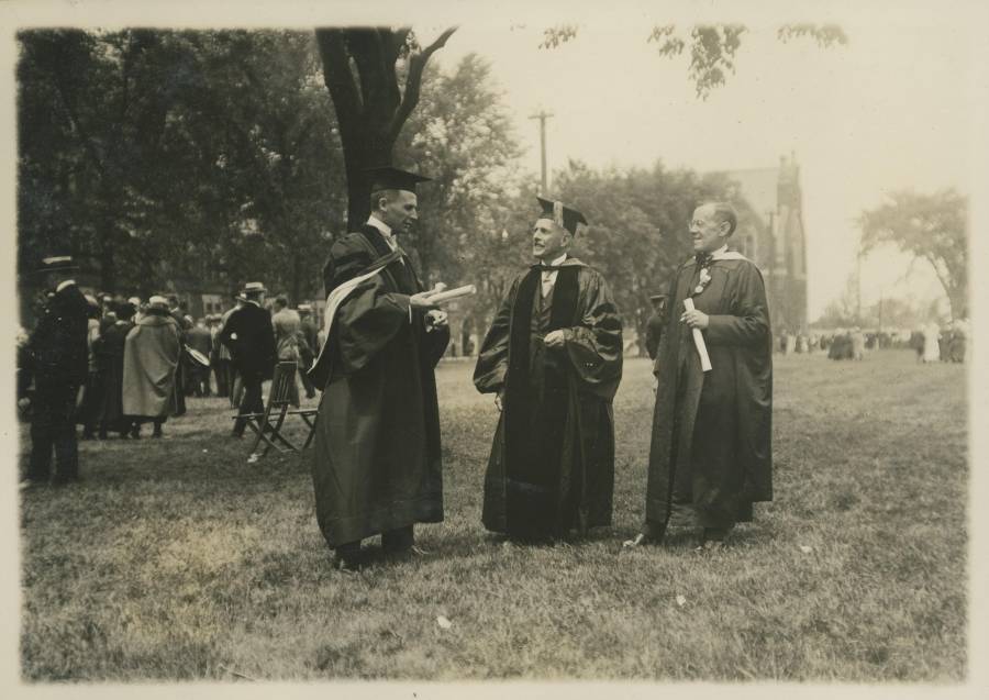 Title: Trinity College 1923 Honorary degree recipients (L-R): Ernest DeKoven
Leffingwell, '95; Sidney Trowbridge Miller, '85; John Henry Kelso Davis '99....